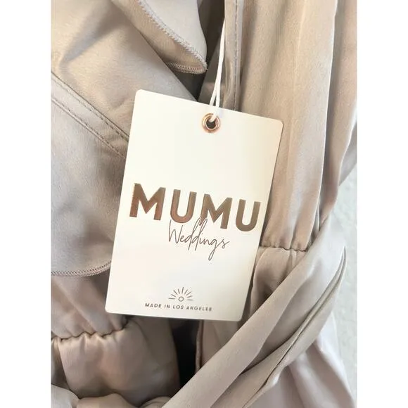 Show Me Your Mumu Samantha Ruffle Wrap Dress Show Me The Ring Luxe Satin S NWT