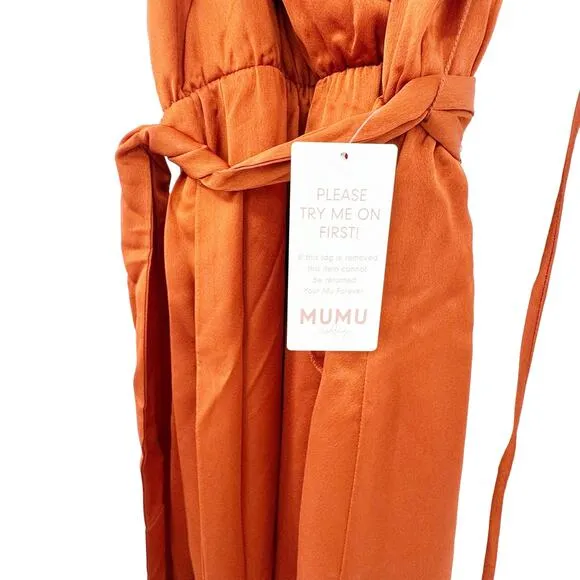Show Me Your Mumu Women's Samantha Ruffle Wrap Dress Burnt Orange Size 2XS NWT