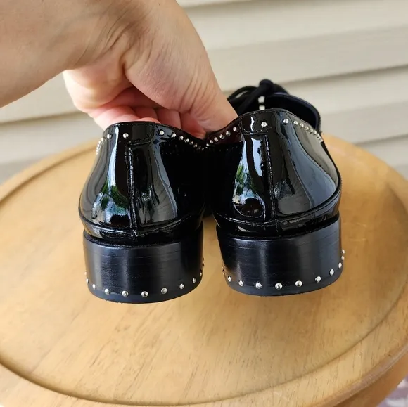 Sigerson Morrison Elinor patent leather studded oxford shoes size 7