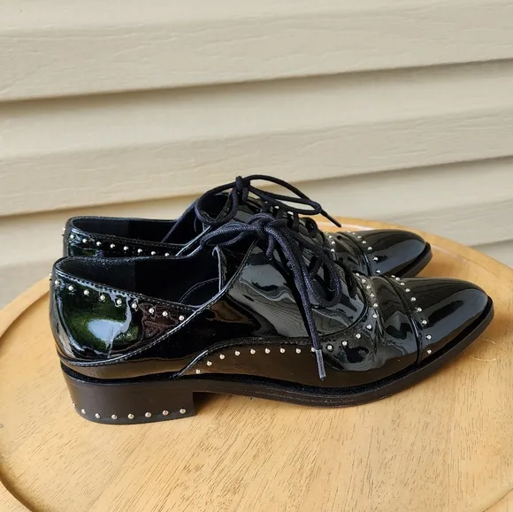 Sigerson Morrison Elinor patent leather studded oxford shoes size 7