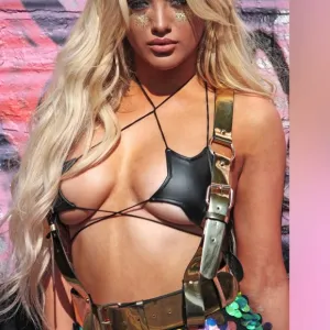Silver reflective star pasties strap top bra rave strappy festival sexy dancer