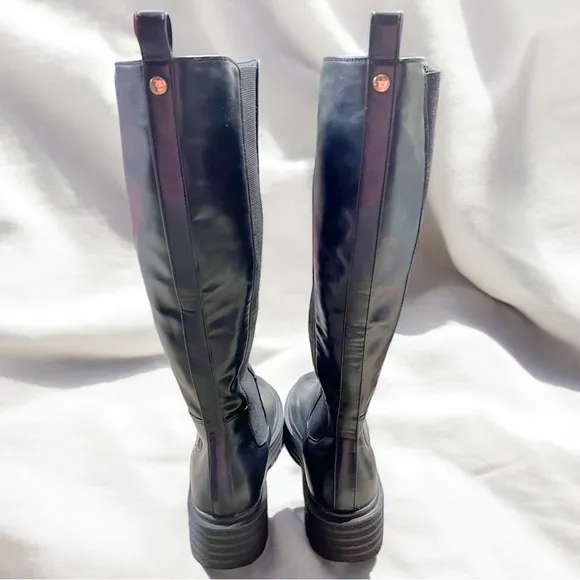 Size 10..……Black Knee High Boots with Side Elastic Style.  New……Azalea Wang