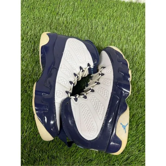 Size 9.5 - Air Jordan 9 Retro UNC Patent Blue white fire