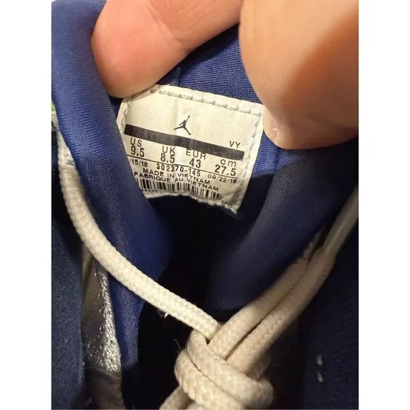Size 9.5 - Air Jordan 9 Retro UNC Patent Blue white fire