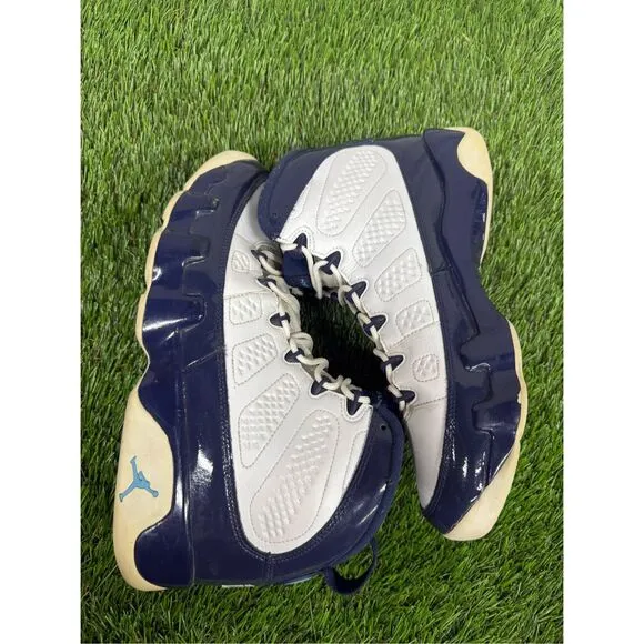 Size 9.5 - Air Jordan 9 Retro UNC Patent Blue white fire