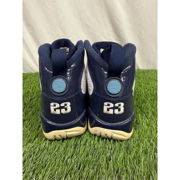 Size 9.5 - Air Jordan 9 Retro UNC Patent Blue white fire