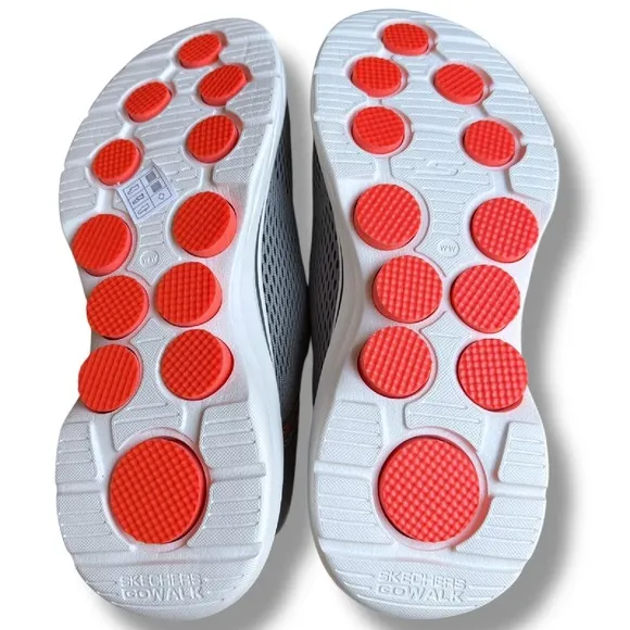 Skechers GO WALK 7 Slip-Ins Hands Free Extra Wide Fit Gray Orange Men's Sz 9 WW