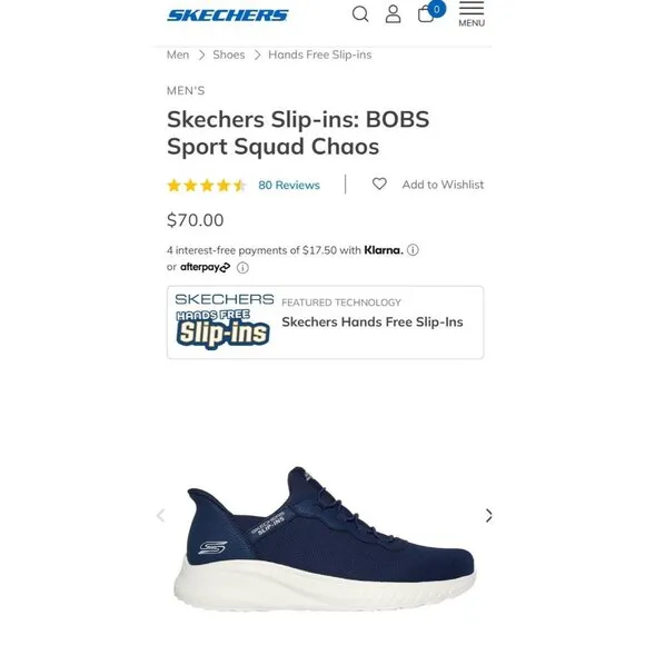 Skechers Hands Free Slip-Ins Navy Bobs Sport Squad Chaos Tennis Shoes Size 10
