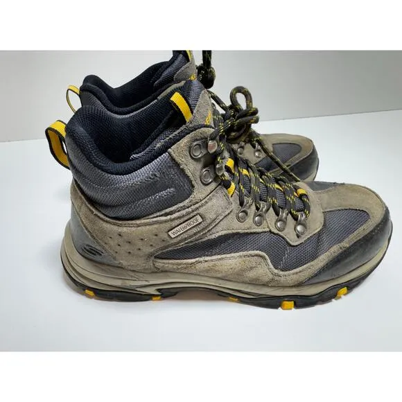 Skechers Hiking Outdoor Waterproof Boots 65672 Leather Gray Lace Up Sz 9.5