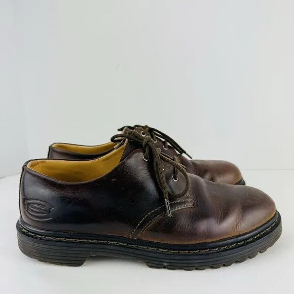 Skechers Oxford Shoes Mens 9 Dk Brown Leather Chunky 7450