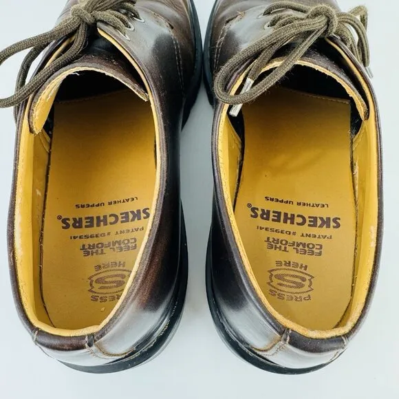 Skechers Oxford Shoes Mens 9 Dk Brown Leather Chunky 7450