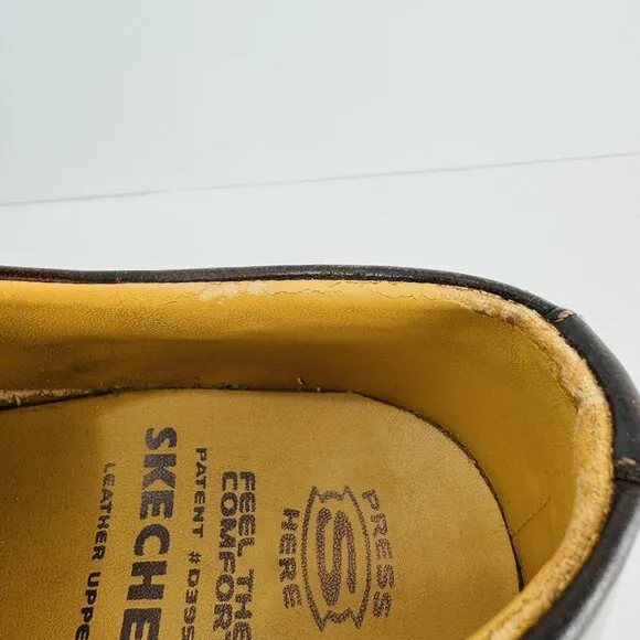 Skechers Oxford Shoes Mens 9 Dk Brown Leather Chunky 7450