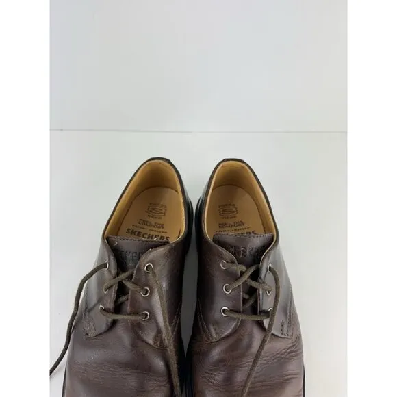 Skechers Oxford Shoes Mens 9 Dk Brown Leather Chunky 7450