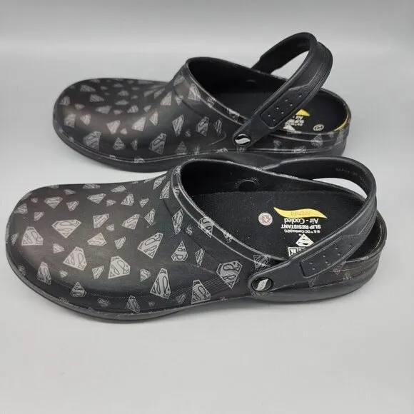 Skechers SUPERMAN Slip On Work Safety Shoes Mens Size 13 Slip Resistant Black
