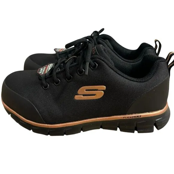 SKECHERS Womens 6.5 Work Shoe Sure Track Chiton Alloy Safety Toe Slip Resistant