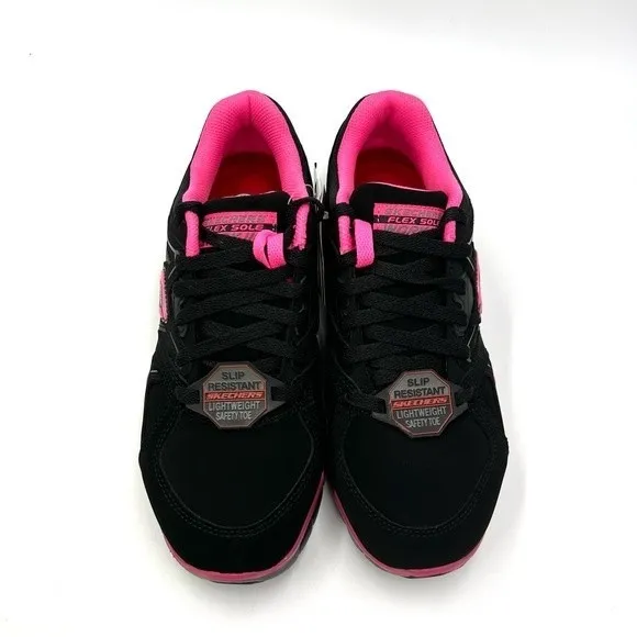 Skechers Womens Synergy Sandlot Alloy Toe Black Pink Work Safety Shoes Size 6.5