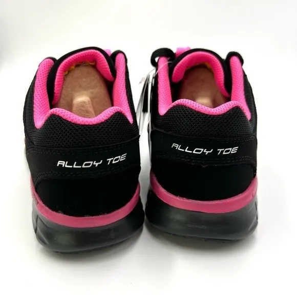 Skechers Womens Synergy Sandlot Alloy Toe Black Pink Work Safety Shoes Size 6.5