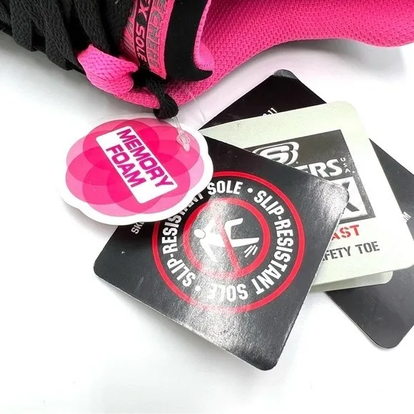 Skechers Womens Synergy Sandlot Alloy Toe Black Pink Work Safety Shoes Size 6.5