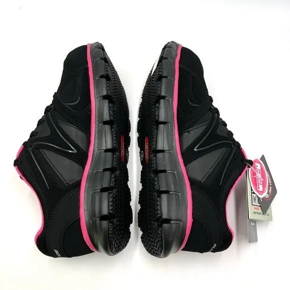 Skechers Womens Synergy Sandlot Alloy Toe Black Pink Work Safety Shoes Size 6.5