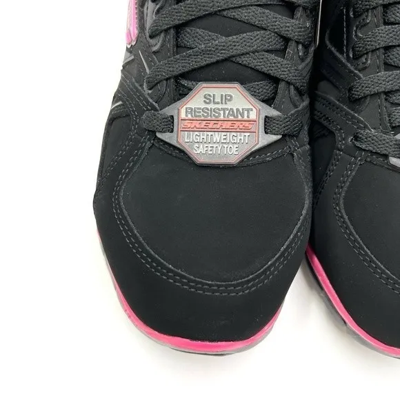 Skechers Womens Synergy Sandlot Alloy Toe Black Pink Work Safety Shoes Size 6.5