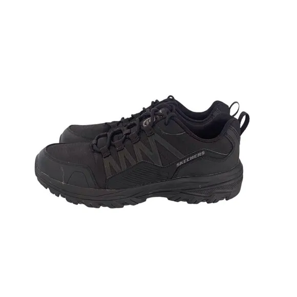 Skechers Work Shoe Mens Size 10 Relaxed Fit Fannter Black Leather Slip Resistant