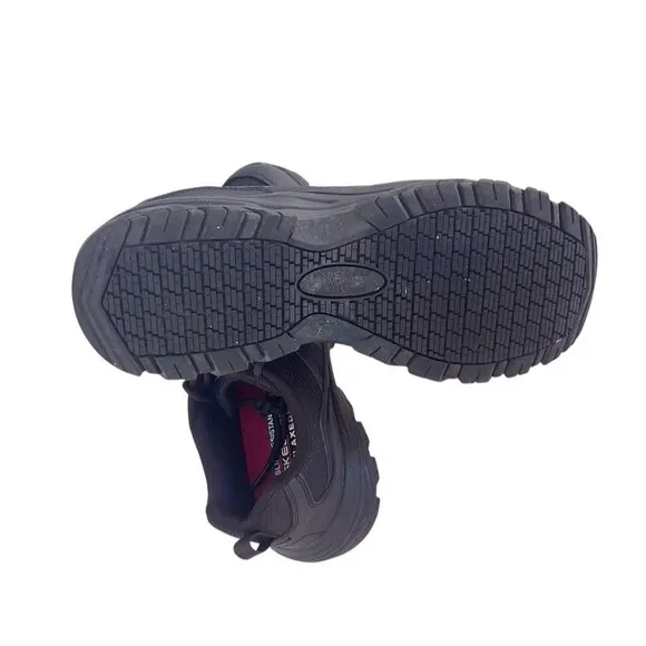 Skechers Work Shoe Mens Size 10 Relaxed Fit Fannter Black Leather Slip Resistant