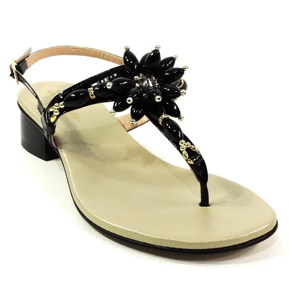 SOFFICE SOGNO 🇮🇹 WOMEN'S BLACK SOFT PATENT LEATHER COMFORT SUMMER SANDALS