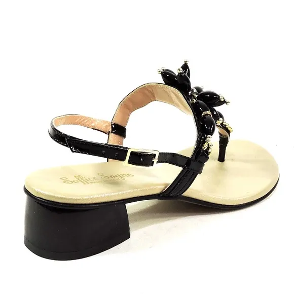 SOFFICE SOGNO 🇮🇹 WOMEN'S BLACK SOFT PATENT LEATHER COMFORT SUMMER SANDALS