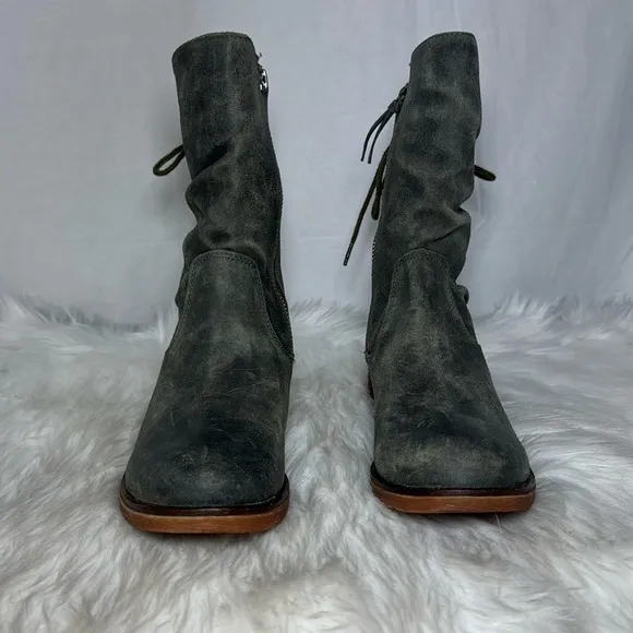 Sofft Aqua Sofft NWT Women's Waterproof Taupe Suede Lace Back Boots Sz 6.5