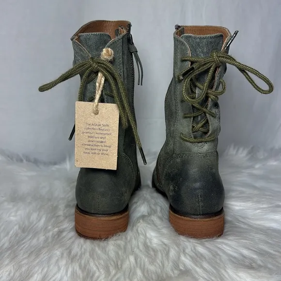 Sofft Aqua Sofft NWT Women's Waterproof Taupe Suede Lace Back Boots Sz 6.5