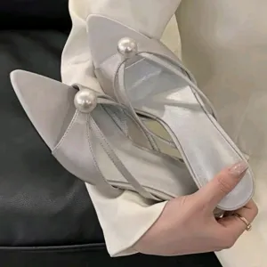 Soft Bottom Sexy French High Heel Slippers For Women, Stiletto Outdoor Sandals,