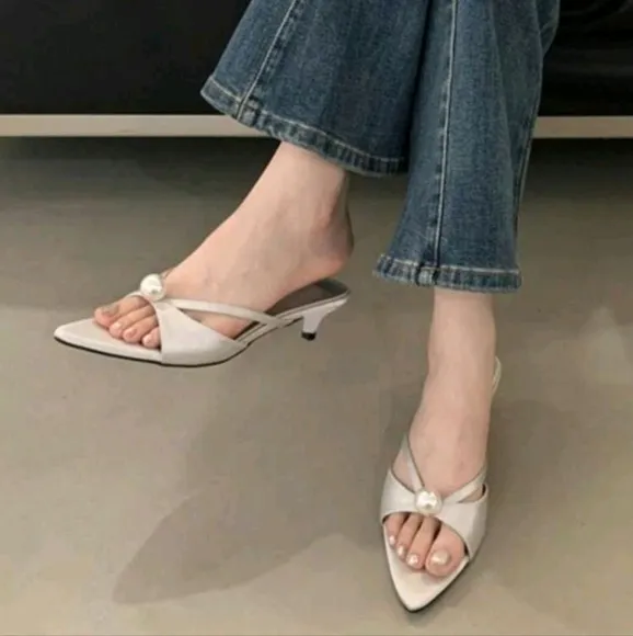 Soft Bottom Sexy French High Heel Slippers For Women, Stiletto Outdoor Sandals,
