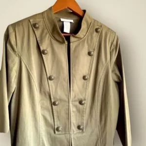 SOFT SURROUNDINGS Military Style Car Coat | Olive‎ | Size Large
