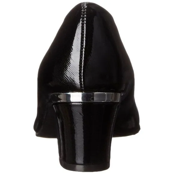 Soft Style By Hush Puppies Women's Deanna Dress Pump 10 Black Cross Hatch Patent