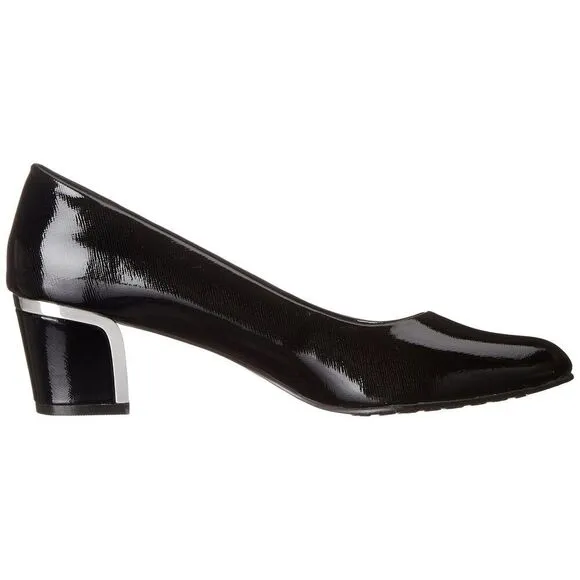 Soft Style By Hush Puppies Women's Deanna Dress Pump 10 Black Cross Hatch Patent