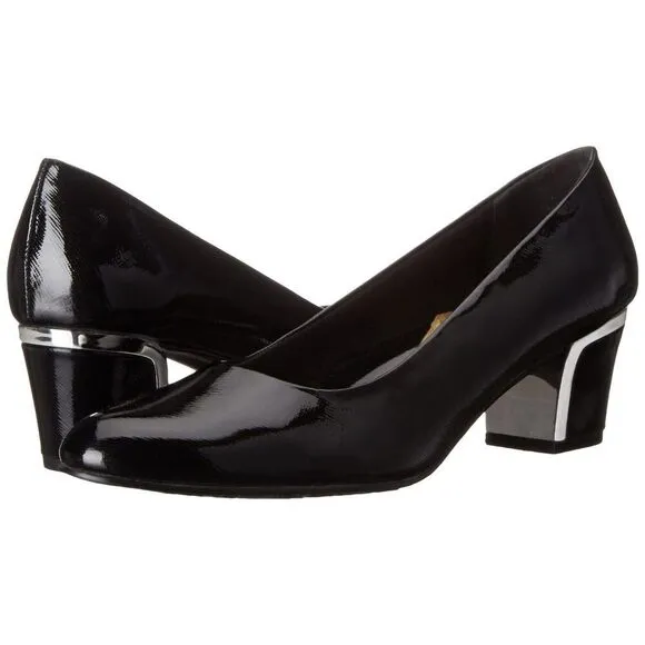 Soft Style By Hush Puppies Women's Deanna Dress Pump 10 Black Cross Hatch Patent
