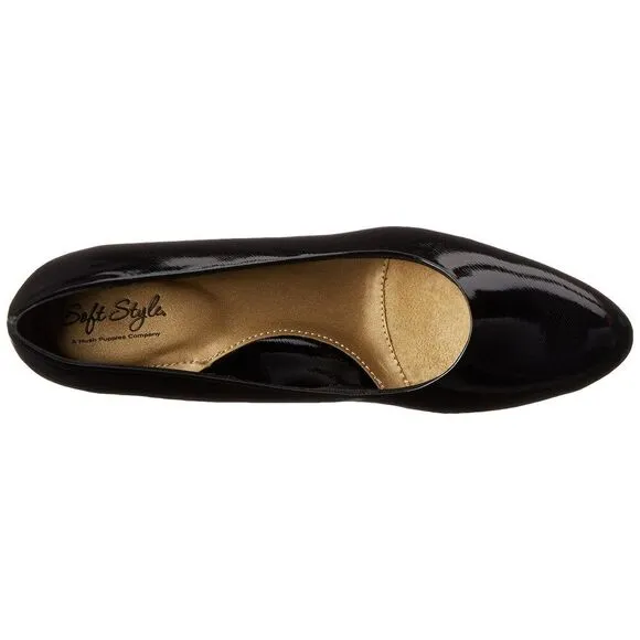 Soft Style By Hush Puppies Women's Deanna Dress Pump 10 Black Cross Hatch Patent