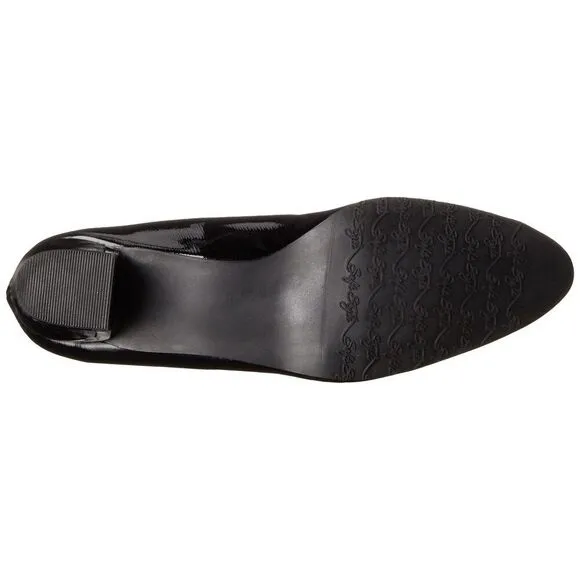 Soft Style By Hush Puppies Women's Deanna Dress Pump 10 Black Cross Hatch Patent