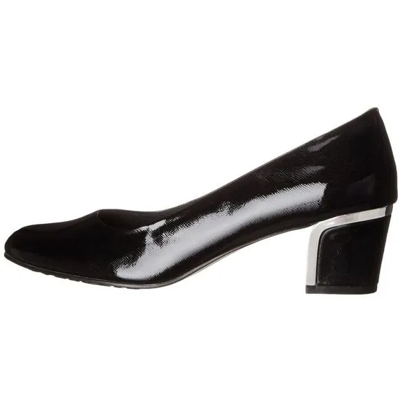 Soft Style By Hush Puppies Women's Deanna Dress Pump 10 Black Cross Hatch Patent