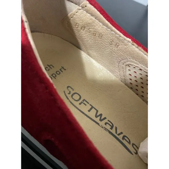 *SOFTWAVES Cadie Suede Platform Slip On Sneaker in Ferrari (Red) size 38 EU/8 US