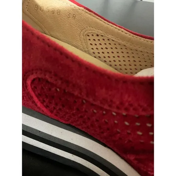 *SOFTWAVES Cadie Suede Platform Slip On Sneaker in Ferrari (Red) size 38 EU/8 US