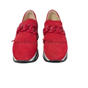 *SOFTWAVES Cadie Suede Platform Slip On Sneaker in Ferrari (Red) size 38 EU/8 US