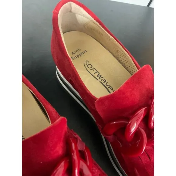 *SOFTWAVES Cadie Suede Platform Slip On Sneaker in Ferrari (Red) size 38 EU/8 US