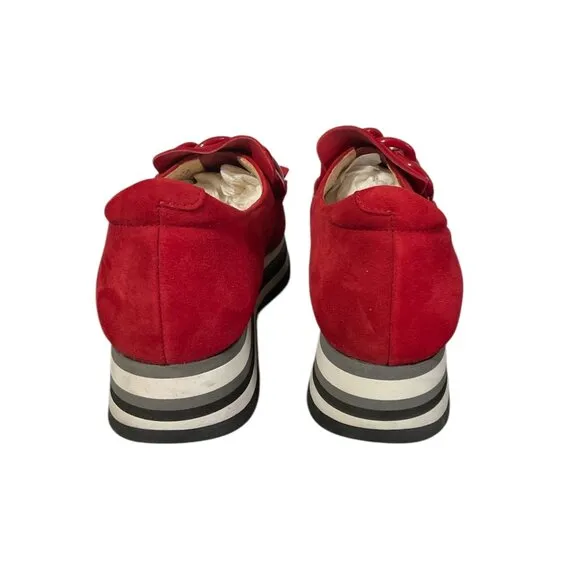 *SOFTWAVES Cadie Suede Platform Slip On Sneaker in Ferrari (Red) size 38 EU/8 US
