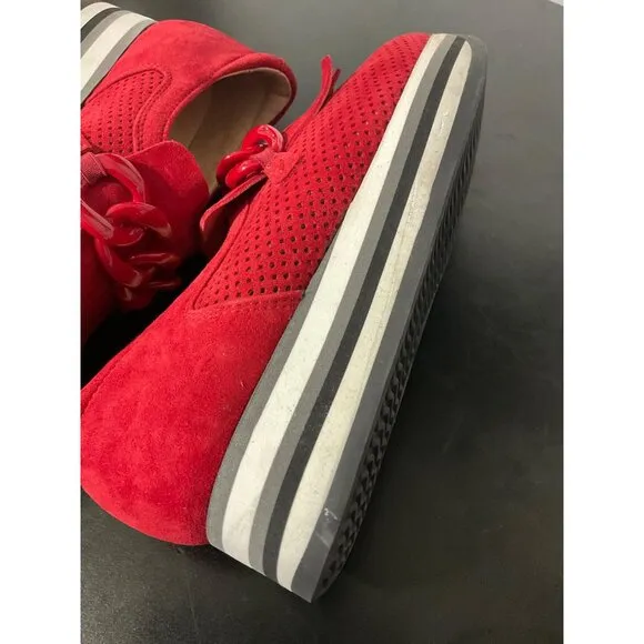 *SOFTWAVES Cadie Suede Platform Slip On Sneaker in Ferrari (Red) size 38 EU/8 US