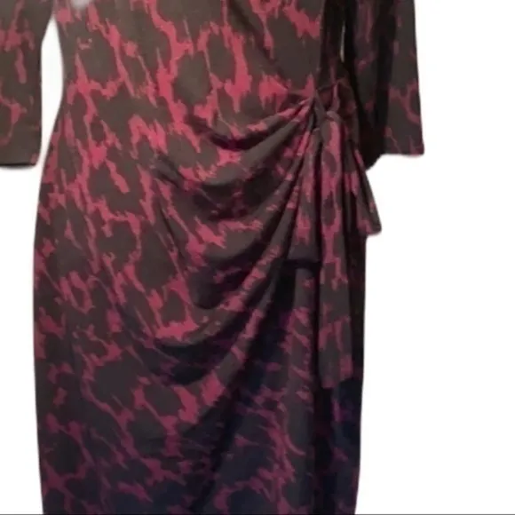 Soma Faux Wrap Plum Black Patterned dress
