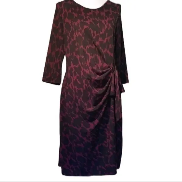 Soma Faux Wrap Plum Black Patterned dress