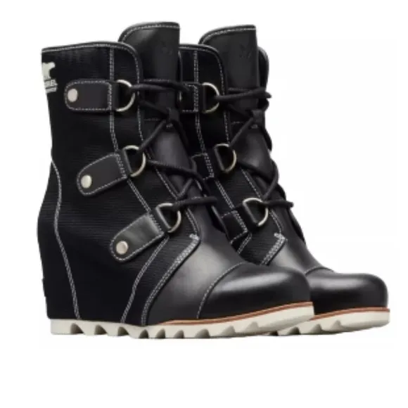 Sorel 7 Women's Black Wedge Boots Joan of Arch Mid X Celebrat