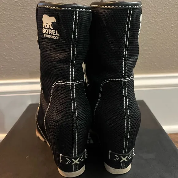 Sorel 7 Women's Black Wedge Boots Joan of Arch Mid X Celebrat
