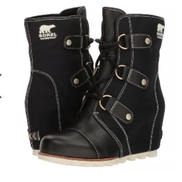 Sorel 7 Women's Black Wedge Boots Joan of Arch Mid X Celebrat